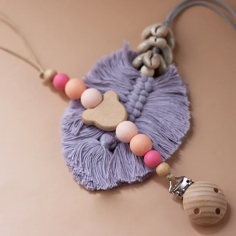 Porte Sucette Bois & Perles Silicones Personnalisable