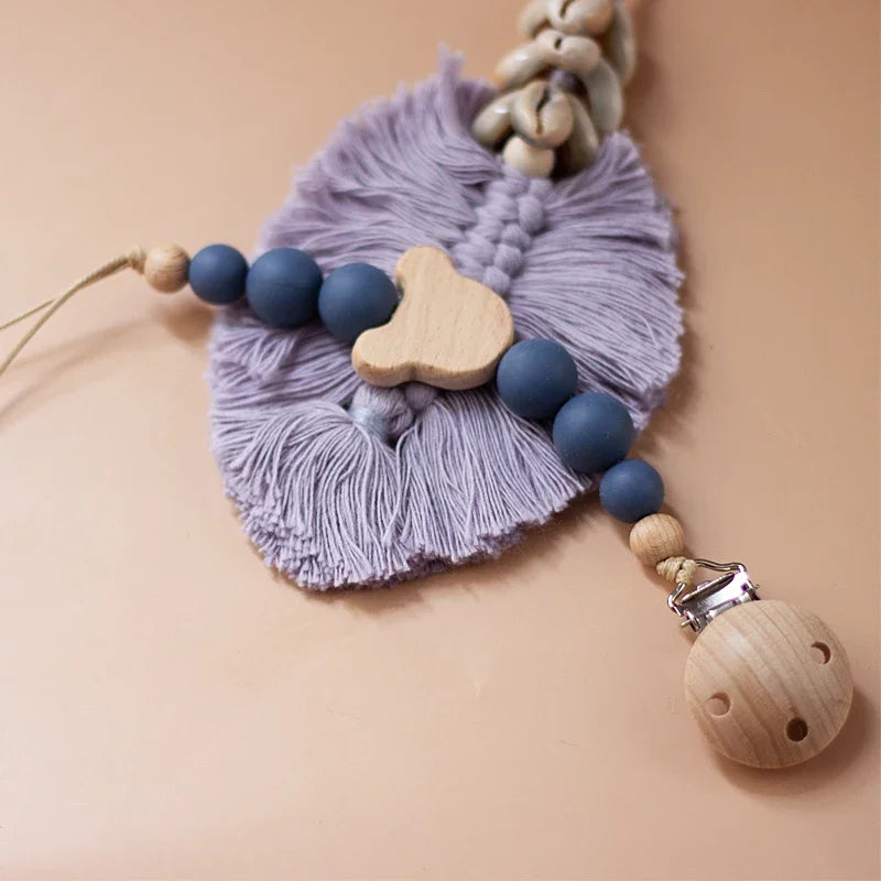 Porte Sucette Bois & Perles Silicones Personnalisable