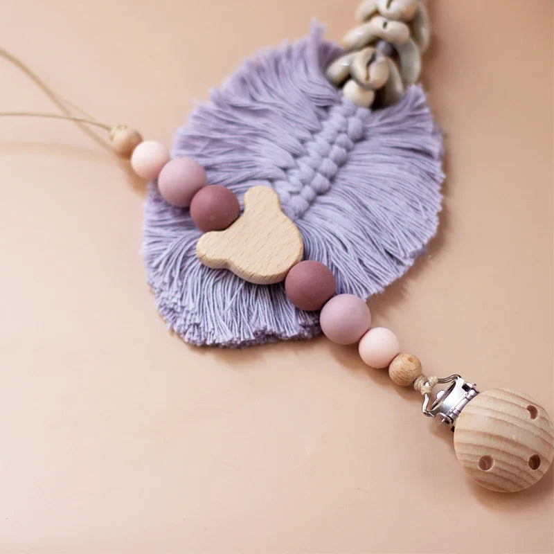 Porte Sucette Bois & Perles Silicones Personnalisable