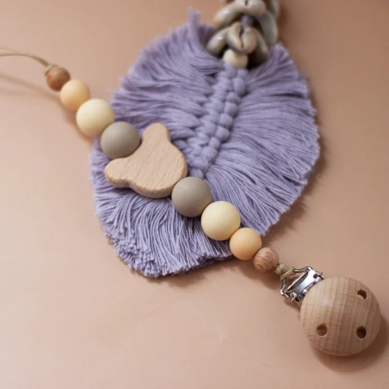 Porte Sucette Bois & Perles Silicones Personnalisable