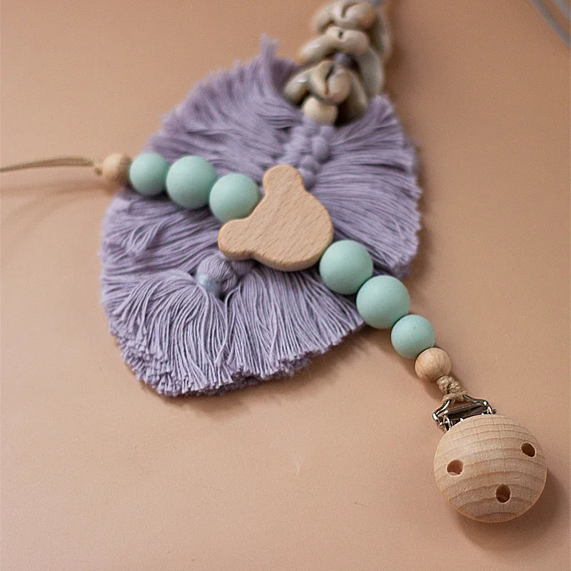 Porte Sucette Bois & Perles Silicones Personnalisable