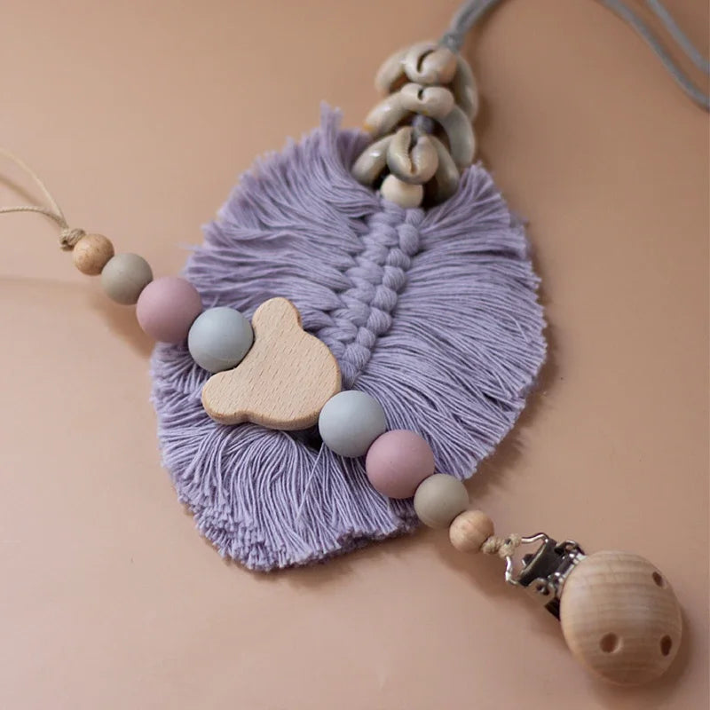 Porte Sucette Bois & Perles Silicones Personnalisable