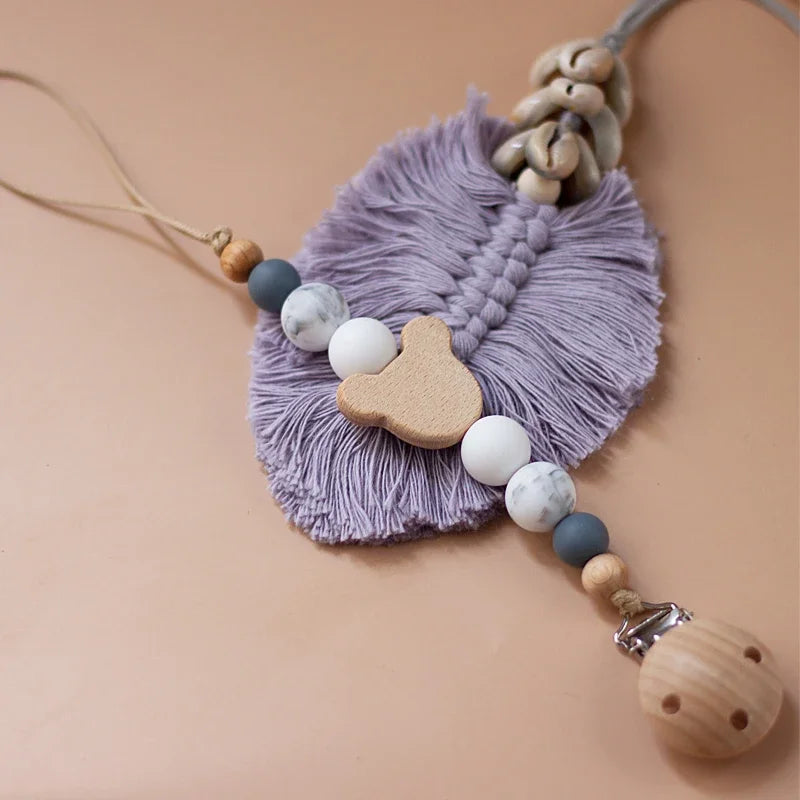 Porte Sucette Bois & Perles Silicones Personnalisable