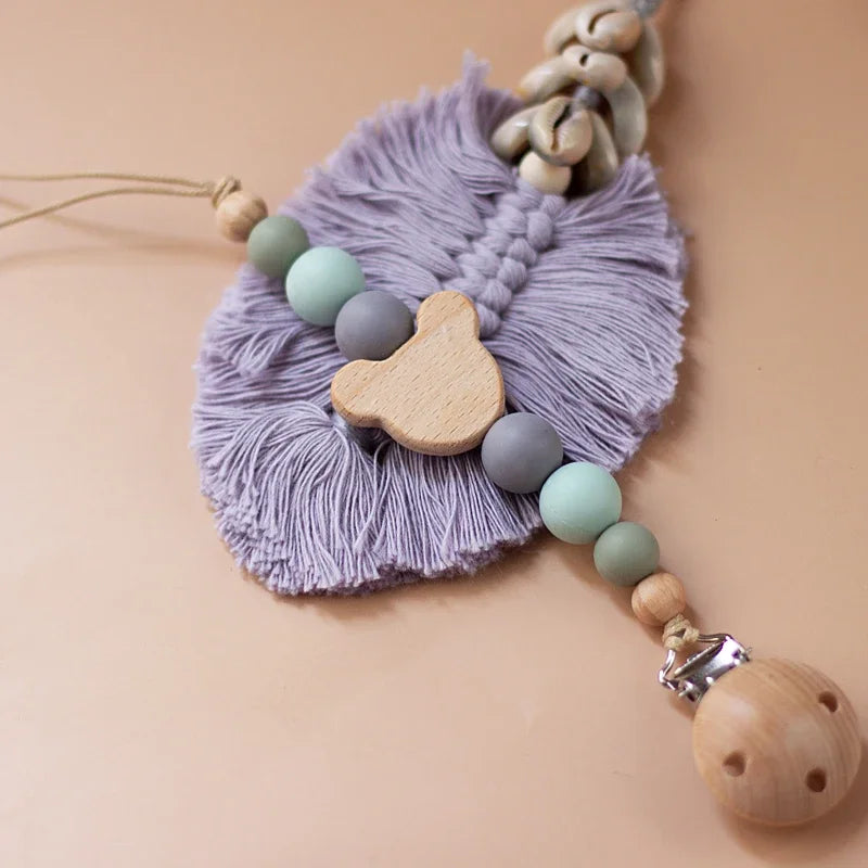 Porte Sucette Bois & Perles Silicones Personnalisable
