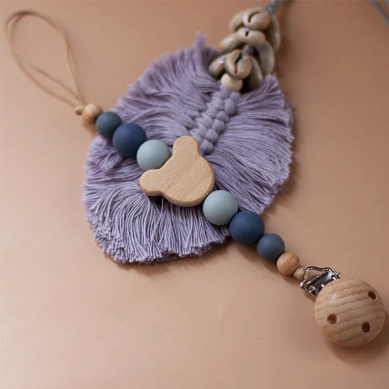 Porte Sucette Bois & Perles Silicones Personnalisable